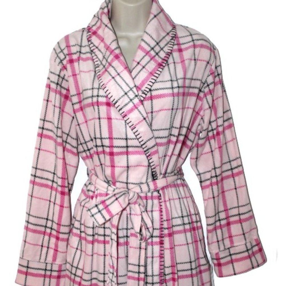 Muk Luks Women's Cozy Short Fleece Robe Plaid